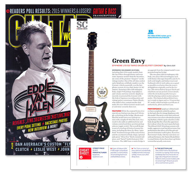 Guitar World Gives Tamio Okuda Coronet Gold Award!