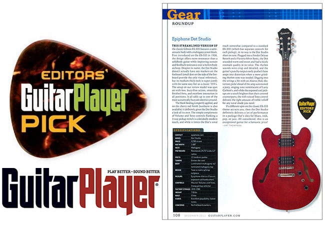 Epiphone Dot Studio Receives Guitar Player Editors' Pick Award!