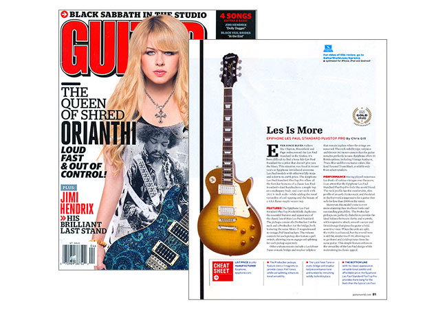 Epiphone Les Paul Standard PlusTop PRO Receives Guitar World Gold Award